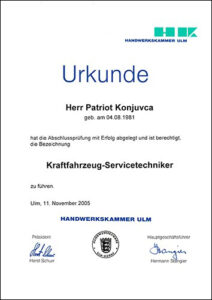 sv konjuvca kfz sachverstaendiger Urkunden und Zertifikate 006